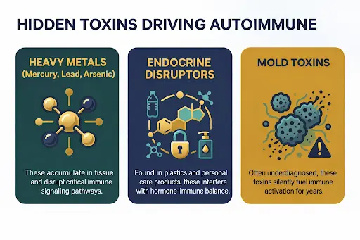 Hidden toxins driving autoimmune issues: heavy metals, endocrine disruptors, mold toxins